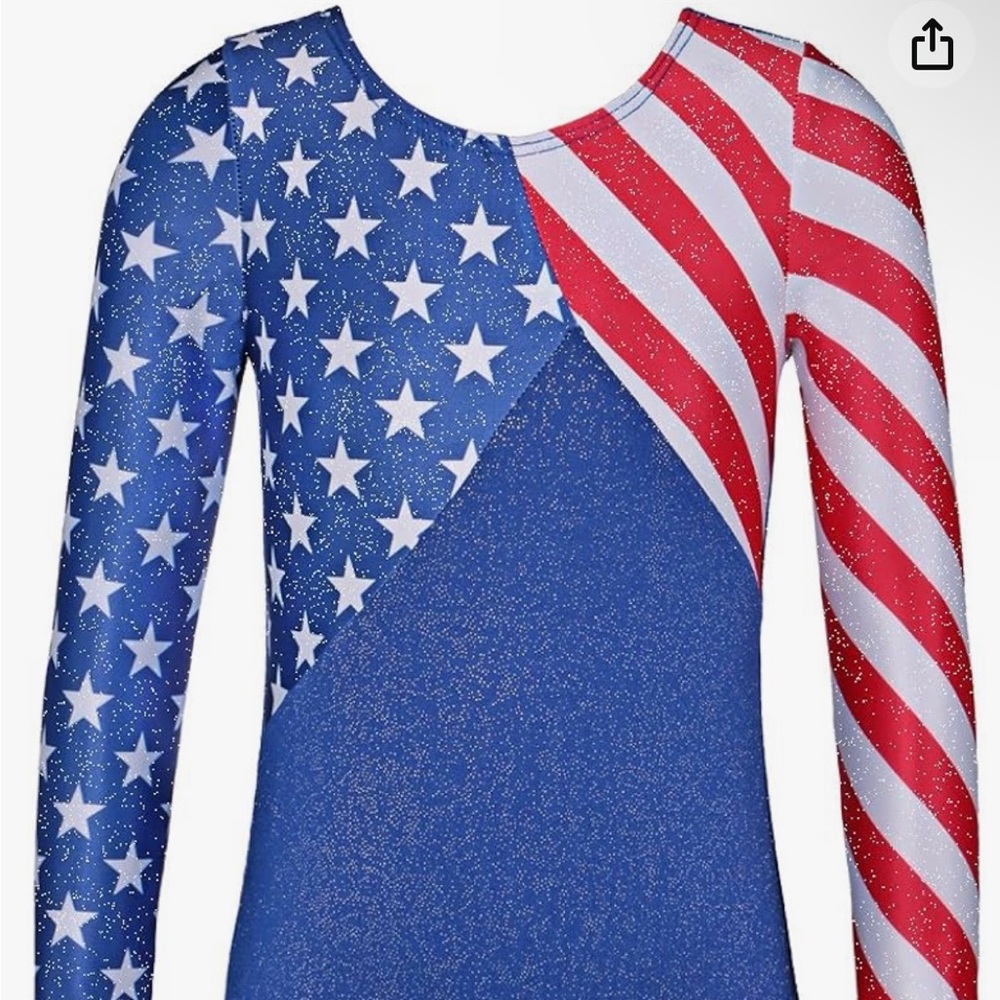 One-piece Sparkle USA Gymnastics Leotard for Girls